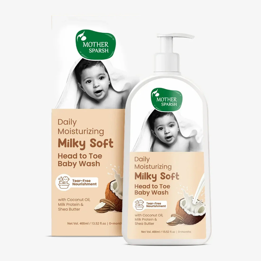 Mother Sparsh Daily Moisturizing Milky Soft Head to Toe Baby Wash (400ml)